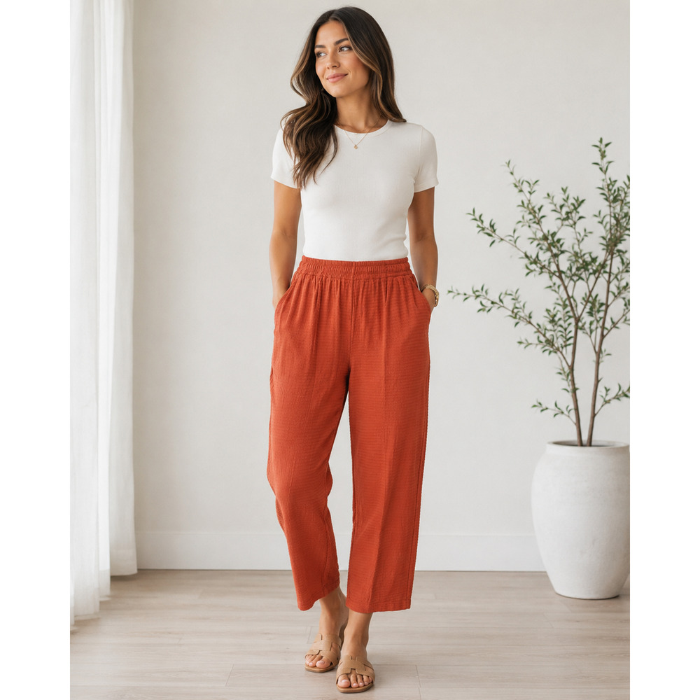 Big Bud Press Womens Easy Pants Medium Orange Boho Beach Casual Capsule Indie